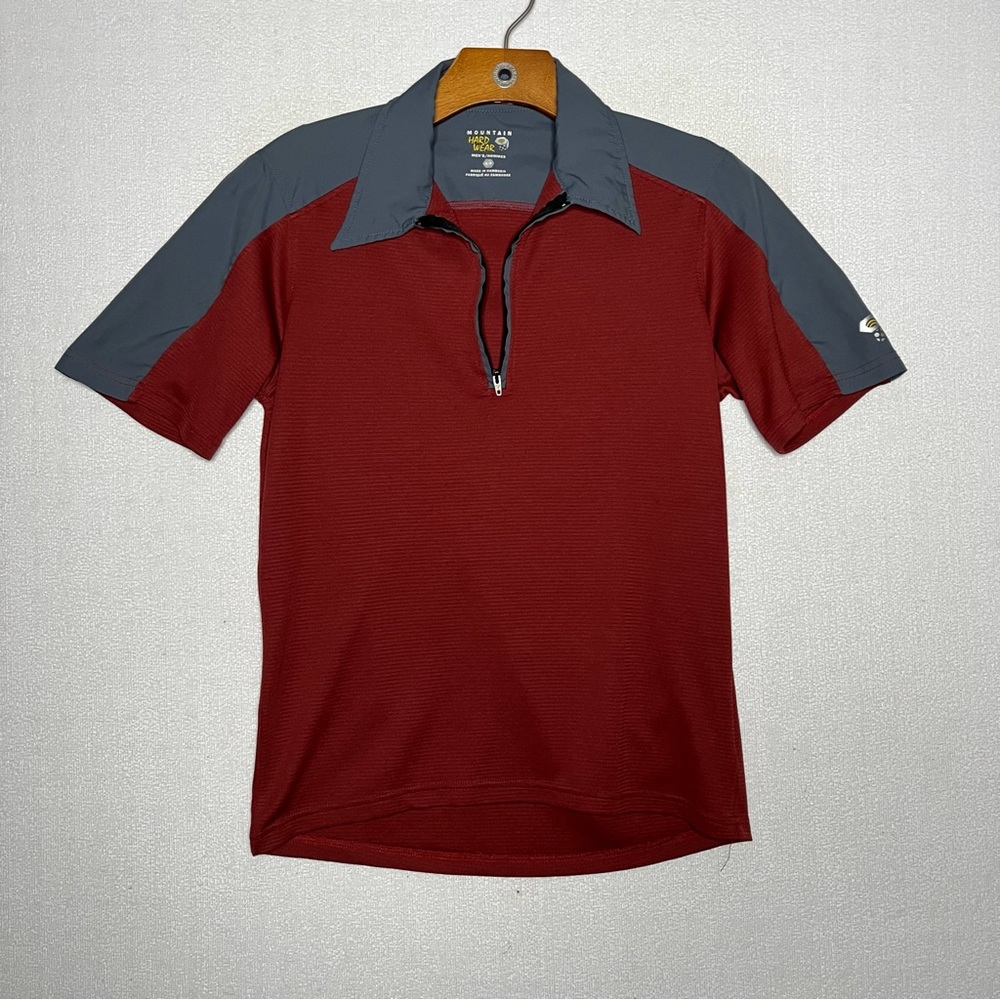 Mountain Hard Wear Maroon Gray  1/4 Zip Mens Dri Fit Shirt Size Small